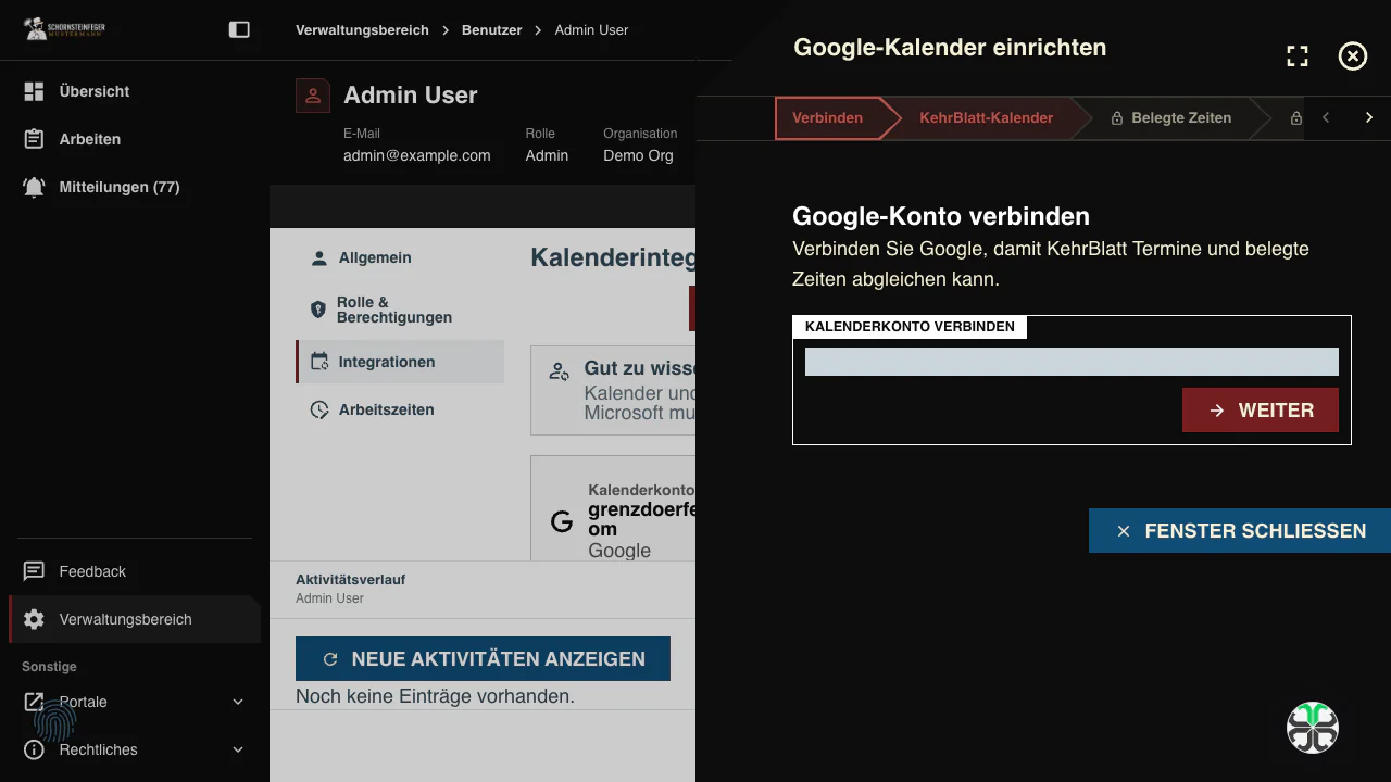 Google-Konto mit KehrBlatt verbinden
